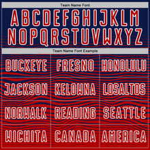 Загрузить изображение в средство просмотра галереи, Custom Navy Red-White Gradient Wave Line Sports Sublimation Soccer Uniform Jersey