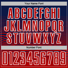 Загрузить изображение в средство просмотра галереи, Custom Navy Red-White Gradient Wave Line Sports Sublimation Soccer Uniform Jersey