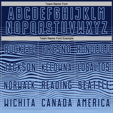 Load image into Gallery viewer, Custom Navy Light Blue Gradient Wave Line Sports Sublimation Soccer Uniform Jersey