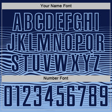 Load image into Gallery viewer, Custom Navy Light Blue Gradient Wave Line Sports Sublimation Soccer Uniform Jersey