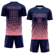 Загрузить изображение в средство просмотра галереи, Custom Navy Medium Pink Gradient Wave Line Sports Sublimation Soccer Uniform Jersey
