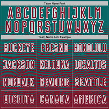 Загрузить изображение в средство просмотра галереи, Custom Teal Crimson-White Gradient Wave Line Sports Sublimation Soccer Uniform Jersey