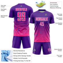 Загрузить изображение в средство просмотра галереи, Custom Purple Pink-White Gradient Wave Line Sports Sublimation Soccer Uniform Jersey