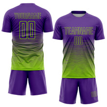 Загрузить изображение в средство просмотра галереи, Custom Purple Neon Green Gradient Wave Line Sports Sublimation Soccer Uniform Jersey