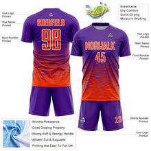 Load image into Gallery viewer, Custom Purple Orange-White Gradient Wave Line Sports Sublimation Soccer Uniform Jersey