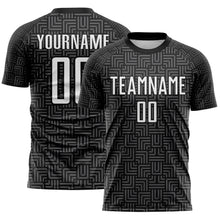 Charger l'image dans la galerie, Custom Black White-Steel Gray Geometric Maze Interlocking Square Sports Sublimation Soccer Uniform Jersey