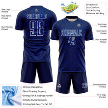 Charger l'image dans la galerie, Custom Navy Royal-White Geometric Maze Interlocking Square Sports Sublimation Soccer Uniform Jersey