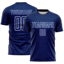 Charger l'image dans la galerie, Custom Navy Royal-White Geometric Maze Interlocking Square Sports Sublimation Soccer Uniform Jersey
