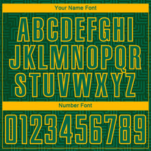 Charger l'image dans la galerie, Custom Green Kelly Green-Gold Geometric Maze Interlocking Square Sports Sublimation Soccer Uniform Jersey
