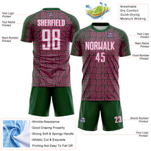 Charger l'image dans la galerie, Custom Green White-Pink Geometric Maze Interlocking Square Sports Sublimation Soccer Uniform Jersey