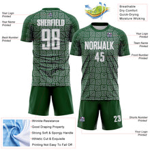 Charger l'image dans la galerie, Custom Green White-Gray Geometric Maze Interlocking Square Sports Sublimation Soccer Uniform Jersey