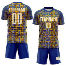 Charger l'image dans la galerie, Custom Royal White-Gold Geometric Maze Interlocking Square Sports Sublimation Soccer Uniform Jersey