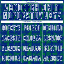 Charger l'image dans la galerie, Custom Royal Kelly Green-White Geometric Maze Interlocking Square Sports Sublimation Soccer Uniform Jersey