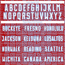 Laden Sie das Bild in den Galerie-Viewer, Custom Red White-Light Blue Geometric Maze Interlocking Square Sports Sublimation Soccer Uniform Jersey