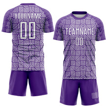 Load image into Gallery viewer, Custom Purple White Geometric Maze Interlocking Square Sports Sublimation Soccer Uniform Jersey