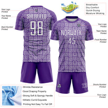 Load image into Gallery viewer, Custom Purple White Geometric Maze Interlocking Square Sports Sublimation Soccer Uniform Jersey