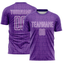Загрузить изображение в средство просмотра галереи, Custom Purple Medium Purple-White Geometric Maze Interlocking Square Sports Sublimation Soccer Uniform Jersey