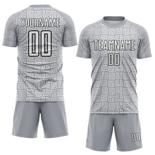 Charger l'image dans la galerie, Custom Gray White-Black Geometric Maze Interlocking Square Sports Sublimation Soccer Uniform Jersey