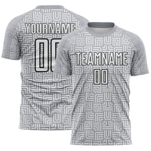 Charger l'image dans la galerie, Custom Gray White-Black Geometric Maze Interlocking Square Sports Sublimation Soccer Uniform Jersey