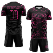 Load image into Gallery viewer, Custom Black Pink Lightning Electric Veins Sublimation Soccer Uniform Jersey