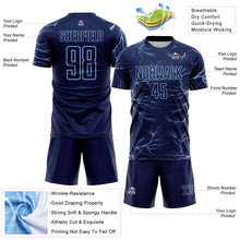 Charger l'image dans la galerie, Custom Navy Light Blue Lightning Electric Veins Sublimation Soccer Uniform Jersey