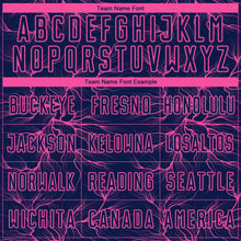 Load image into Gallery viewer, Custom Navy Pink Lightning Electric Veins Sublimation Soccer Uniform Jersey