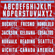 Load image into Gallery viewer, Custom Red White-Light Blue Lightning Electric Veins Sublimation Soccer Uniform Jersey