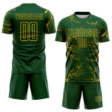 Load image into Gallery viewer, Custom Green Gold Lightning Electric Veins Sublimation Soccer Uniform Jersey