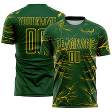 Load image into Gallery viewer, Custom Green Gold Lightning Electric Veins Sublimation Soccer Uniform Jersey