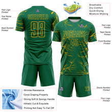 Load image into Gallery viewer, Custom Kelly Green Gold Lightning Electric Veins Sublimation Soccer Uniform Jersey