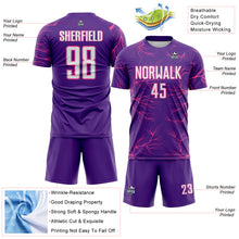 Load image into Gallery viewer, Custom Purple White-Pink Lightning Electric Veins Sublimation Soccer Uniform Jersey