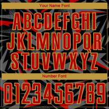 Charger l'image dans la galerie, Custom Black Red Old Gold-Steel Gray Cyber Mecha E-sport Geometric Shards Spike Sublimation Soccer Uniform Jersey