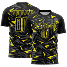 Charger l'image dans la galerie, Custom Black Light Yellow-Steel Gray Cyber Mecha E-sport Geometric Shards Spike Sublimation Soccer Uniform Jersey