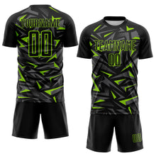 Charger l'image dans la galerie, Custom Black Neon Green-Steel Gray Cyber Mecha E-sport Geometric Shards Spike Sublimation Soccer Uniform Jersey