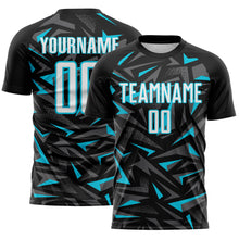 Charger l'image dans la galerie, Custom Black White Lakes Blue-Steel Gray Cyber Mecha E-sport Geometric Shards Spike Sublimation Soccer Uniform Jersey