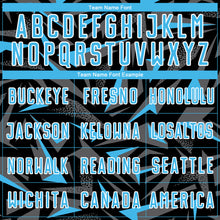 Charger l'image dans la galerie, Custom Black Sky Blue Steel Gray-White Cyber Mecha E-sport Geometric Shards Spike Sublimation Soccer Uniform Jersey