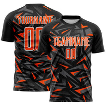 Charger l'image dans la galerie, Custom Black Orange Steel Gray-White Cyber Mecha E-sport Geometric Shards Spike Sublimation Soccer Uniform Jersey