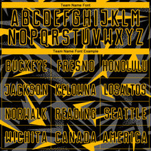 Charger l'image dans la galerie, Custom Black Gold-Steel Gray Cyber Mecha E-sport Geometric Shards Spike Sublimation Soccer Uniform Jersey