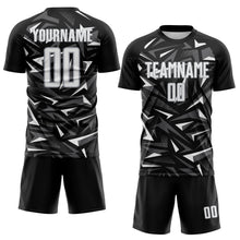 Charger l'image dans la galerie, Custom Black White Steel Gray-Gray Cyber Mecha E-sport Geometric Shards Spike Sublimation Soccer Uniform Jersey