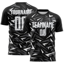 Charger l'image dans la galerie, Custom Black White Steel Gray-Gray Cyber Mecha E-sport Geometric Shards Spike Sublimation Soccer Uniform Jersey