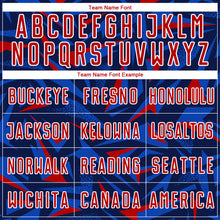 Load image into Gallery viewer, Custom Navy Red Thunder Blue-White Cyber Mecha E-sport Geometric Shards Spike Sublimation Soccer Uniform Jersey