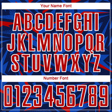 Load image into Gallery viewer, Custom Navy Red Thunder Blue-White Cyber Mecha E-sport Geometric Shards Spike Sublimation Soccer Uniform Jersey