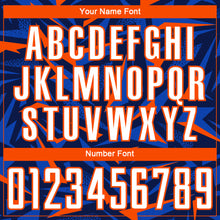 Load image into Gallery viewer, Custom Navy White Orange-Thunder Blue Cyber Mecha E-sport Geometric Shards Spike Sublimation Soccer Uniform Jersey