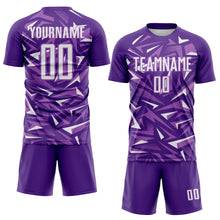 Laden Sie das Bild in den Galerie-Viewer, Custom Purple White-Medium Purple Cyber Mecha E-sport Geometric Shards Spike Sublimation Soccer Uniform Jersey