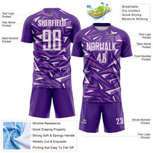 Laden Sie das Bild in den Galerie-Viewer, Custom Purple White-Medium Purple Cyber Mecha E-sport Geometric Shards Spike Sublimation Soccer Uniform Jersey