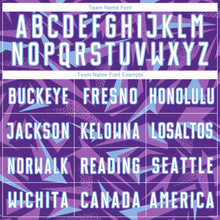 Laden Sie das Bild in den Galerie-Viewer, Custom Purple White Light Blue-Medium Purple Cyber Mecha E-sport Geometric Shards Spike Sublimation Soccer Uniform Jersey