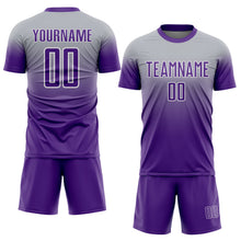 Charger l'image dans la galerie, Custom Gray Purple-White Fade Fashion Sublimation Soccer Uniform Jersey