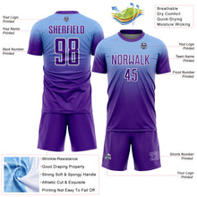Charger l'image dans la galerie, Custom Light Blue Purple-White Fade Fashion Sublimation Soccer Uniform Jersey