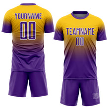 Загрузить изображение в средство просмотра галереи, Custom Yellow Purple-White Fade Fashion Sublimation Soccer Uniform Jersey