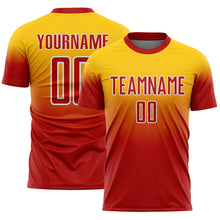 Load image into Gallery viewer, Custom Yellow Red-White Fade Fashion Sublimation Soccer Uniform Jersey